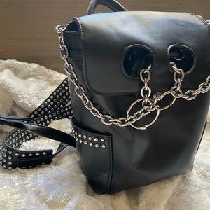 Current mood medium sized studded backpack black